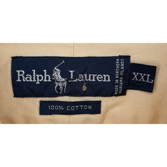 Polo Ralph Lauren Men's  XXL Cotton Dress Yellow Long Sleeve Button Front Shirt - Picture 4 of 4